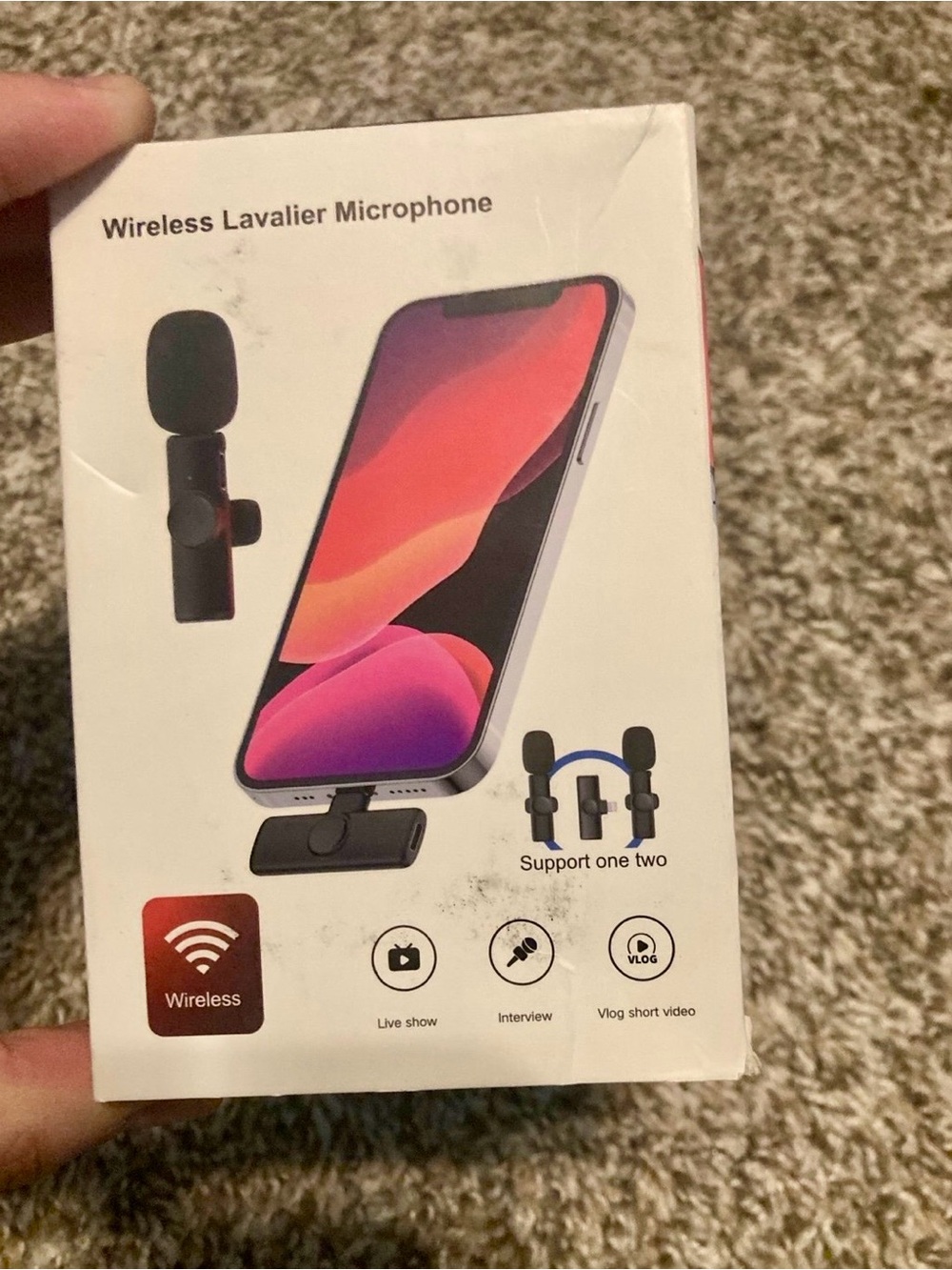 2 Packs Wireless Lavalier Microphone Audio Video Recording Mini for iPhone iPad